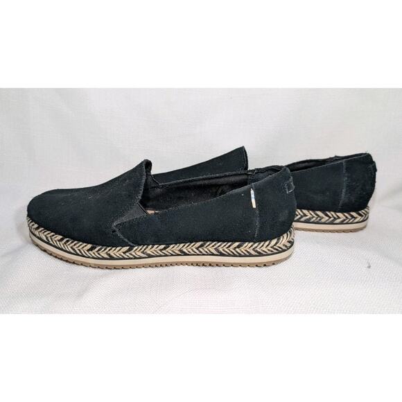 Tom's Women's Palma Espadrille Slip On Suede Flat Platform Shoe Sz US 9 black - Picture 3 of 7